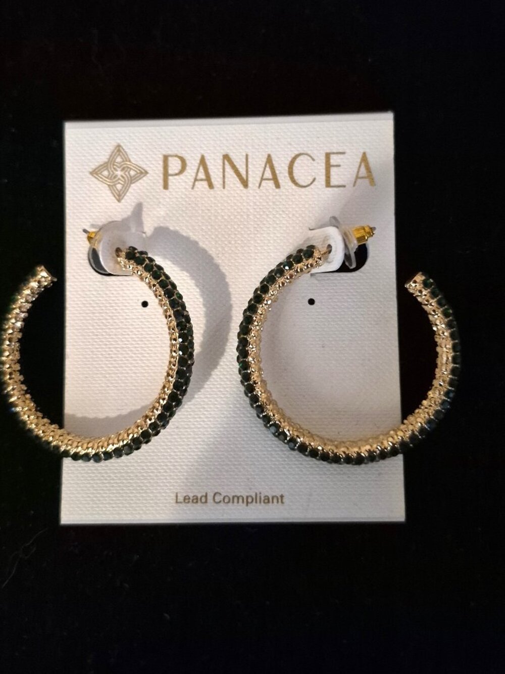 NWT Panacea Goldtone and Green Rhinestone Pierced Earrings
